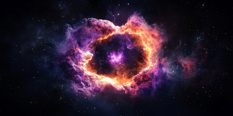 a vibrant nebula in outer space, with swirling colors and celestial bodies