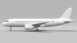 © STK - White passenger airplane model, three quarter view, isolated on light gray background. Clean design, no markings.