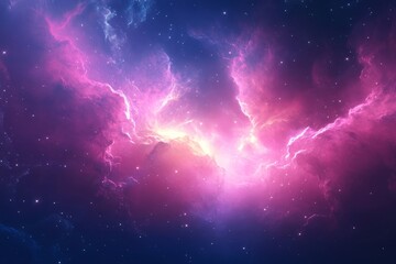 Wall Mural - a mesmerizing view of a vibrant galaxy filled with swirling nebulae and stars, with a burst of pink and purple hues