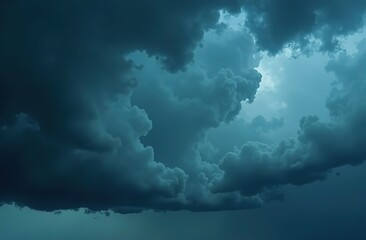 Wall Mural - black dark blue gray sky with heavy clouds. dramatic background. storm hurricane wind rain cloudy. o
