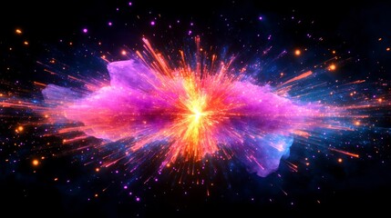 Wall Mural - a vibrant illustration depicting a celestial explosion, with radiant colors filling the cosmos. The artwork is a captivating representation of cosmic events, sparking wonder