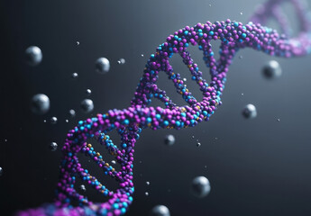 Wall Mural - the close-up showcases the double helix structure of dna, highlighting its colorful, complex formati