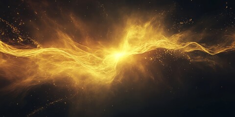 Wall Mural - an artistic golden nebula against a dark space, creating a mesmerizing view