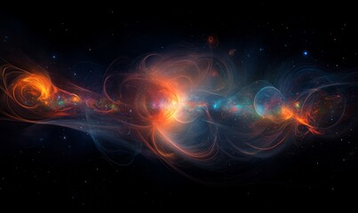 Wall Mural - glowing, ethereal celestial display with swirling colors against a dark space