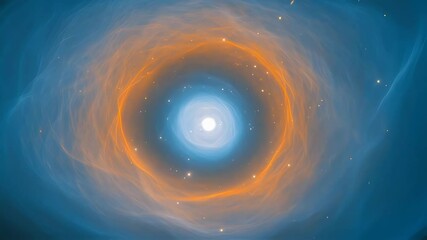 Wall Mural - Discover the cosmic movement of a stellar nebula in blue and orange hues revealing the mysteries of the universe