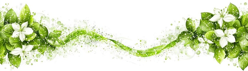 Wall Mural - Elegant line with flowers and leaves for eco design, nature background