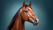 © AI_Nusantara - Majestic Chestnut Horse Portrait Against Teal Background