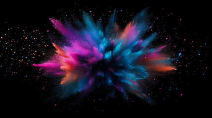 Wall Mural - explosive symphony: a vibrant explosion of colorful powder bursts forth against a dark background. t