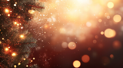 Wall Mural - a festive radiance: capture the festive spirit with this radiant image featuring an evergreen tree a