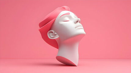 Wall Mural - abstract pink polygonal woman head sculpture