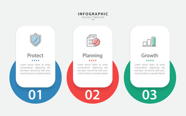 Poster - Business infographic template. 3 Step timeline journey. Process diagram, 3 options on white background, social media post, Infograph elements vector illustration.