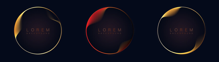 Leinwandbilder - Abstract neon circles with smooth light transition effects on a dark background. Futuristic design. Vector graphics.
