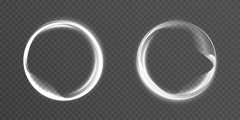 Poster - Abstract neon circles with smooth light transition effects on a dark background. Futuristic design. Vector graphics.