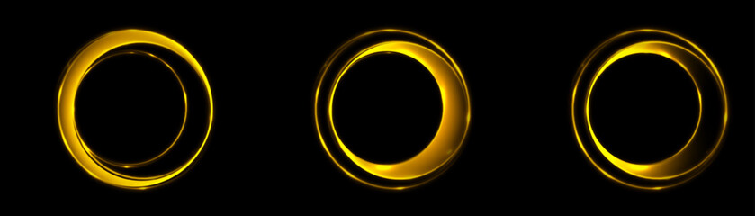 Poster - Abstract neon circles with smooth light transition effects on a dark background. Futuristic design. Vector graphics.