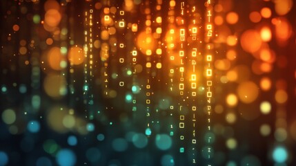 Abstract digital binary code with bokeh effect