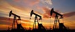 © Eyepain - Sunset or sunrise silhouette rig Oil pumps resource.