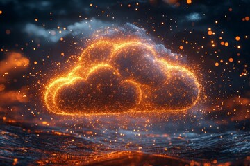 Wall Mural - glowing cloud over water