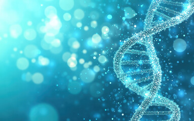Wall Mural - intricate double helix design highlights the structure of dna surrounded by a glowing blue backdrop 
