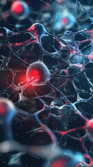 Wall Mural - intricate network of neurons with glowing synapses and connections