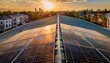 © Jeri - close up of rooftop solar panels with urban residential background showcasing green energy and sustainable living