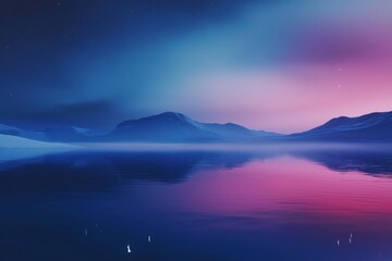 Wall Mural - vibrant twilight reflections over tranquil water in a serene mountains landscape