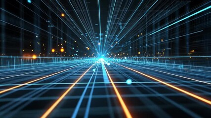 Wall Mural - abstract digital background with light lines and particles in futuristic cyber environment for techn