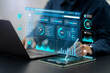 © Antony Weerut - Businessman Analytics Data Dashboard: Key Performance Indicators Monitored by Analyst on Computer. Data System KPI and metrics connected in database for follow earnings, operations, sales data.