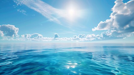 Wall Mural - a calm sea with blue waters and white clouds