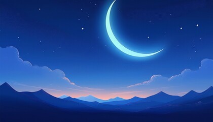 Wall Mural - night sky with stars and moon