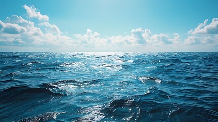 Wall Mural - a calm sea with blue waters and white clouds