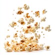 © DriftPixels - Delicious popcorn kernels falling on a white background studio shot capturing the essence of snack time movie night treat and cinematic experience