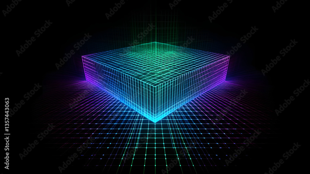 Geometric cube, A visual symphony of lines and light, where the clean ...