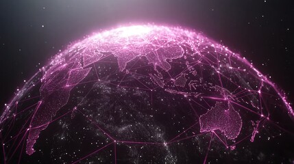 Global Network Pink Earth, Connections, Space, Background, Technology