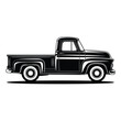 © ibrahim - Vintage Black and White Pickup Truck Silhouette