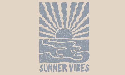 Wall Mural - Summer vibes artwork. Sunshine Surf club artwork. Enjoy beach life. Surf club design.