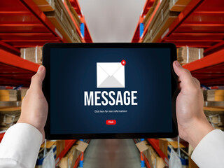 Wall Mural - email notification message showing on computer screen snugly. digital marketing message information 