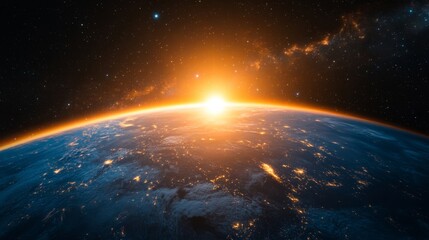 Wall Mural - sunrise over earth captivating view from space showcasing planet's beauty and wonders