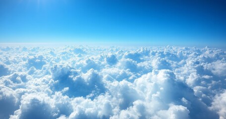 Wall Mural - view of the sky from an airplane, blue sky with white clouds, beautiful background.