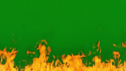 Fototapete - Bright flames dance against a vivid green backdrop, creating a striking visual element for creative projects and design work.