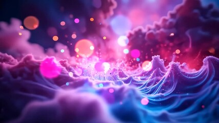 Wall Mural - Abstract Cloudscape With Pink Purple And Blue Lights Bokeh In Fantasy Scene