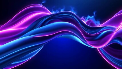 Canvas Print - abstract digital wave design in blue and purple with glowing lines