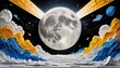 © KarpenArt Studio - a vibrant illustration of the moon and paper-like clouds in the sky.