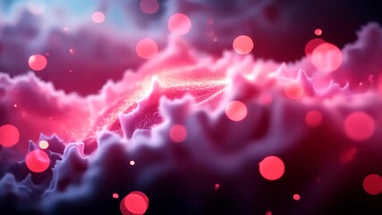 Wall Mural - Abstract Pink Clouds With Radiant Light Bokeh Effect in Dark Space Atmosphere