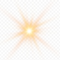 Poster - Png yellow light effect reflections, neon illumination in yellow colors. Bright light lens. Png spotlight spark. Stadium Lighting. Sunlight, Shiny stars, glowing sparks. Vector