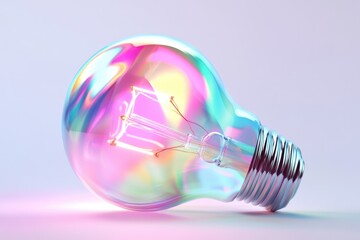 Wall Mural - a vibrant iridescent light bulb, symbolizing creativity, innovation, and new ideas.