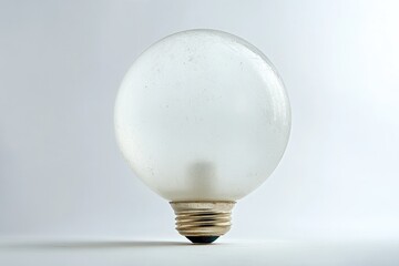 Wall Mural - a frosted, spherical lightbulb stands on a white background, showcasing its unique design and textur