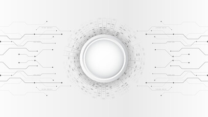 Fototapete - Data transfer and protection, internet communication on a grey background. High computer technology design. Modern data protection vector presentation. Abstract circuit board futuristic concept.
