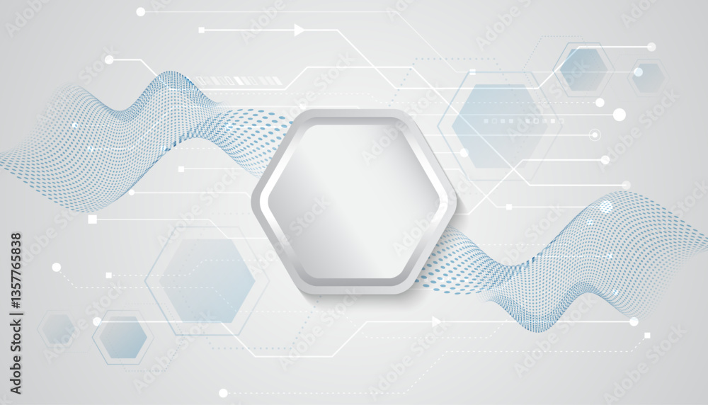Abstract hexagon background with light effect circuit board. Vector ...