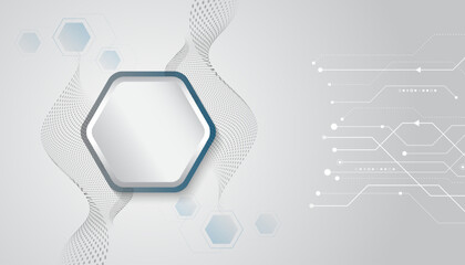 Poster - Vector illustration for a banner or presentation on the theme of technology, science, and medicine. Modern technological design. Abstract hexagon background with light effect circuit board.