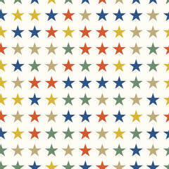 Wall Mural - colorful star seamless pattern in vintage colors. simple stars in a row geometric background. perfec